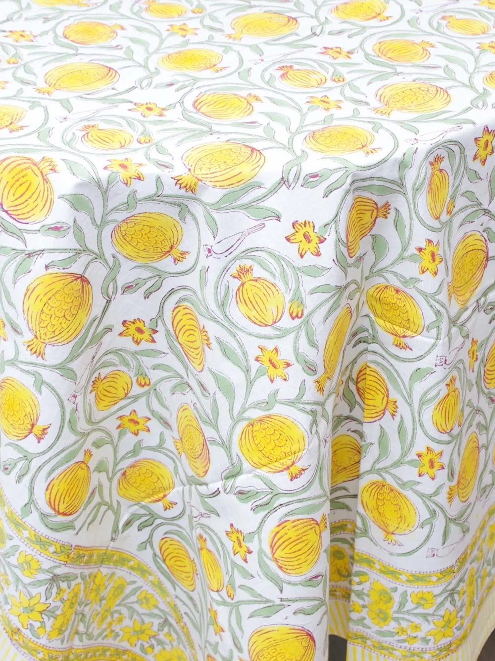 Kantha Block Print Yellow Tablecloth