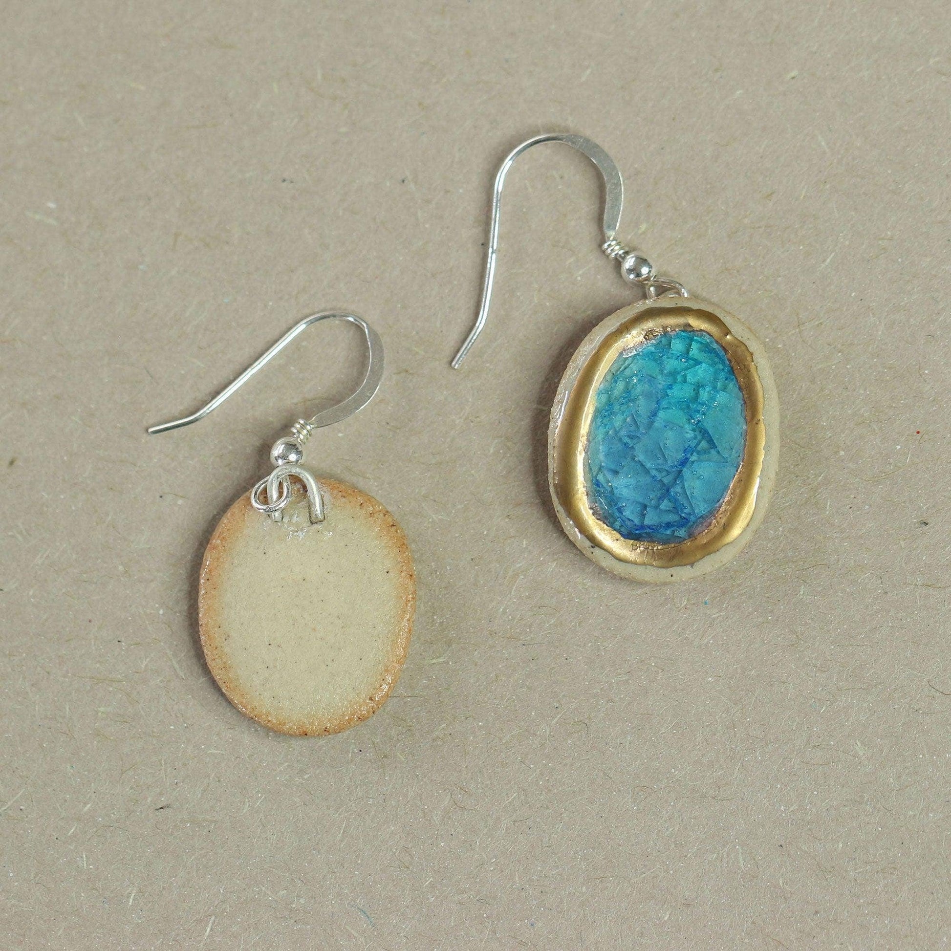 Turquoise Blue Lagoon Oval Sterling Silver Drop Earrings