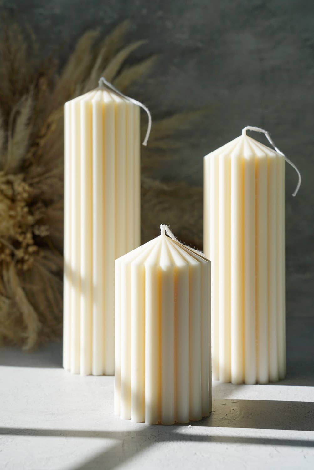Medium Grey Ribbed Thick Soy Candle