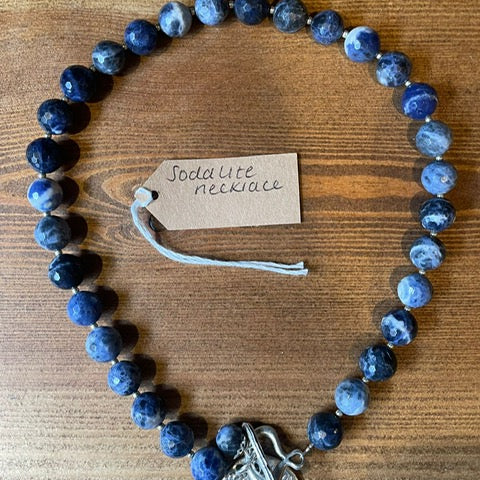 Blue Sodalite and silver necklace