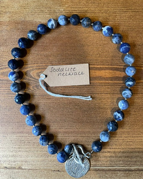 Blue Sodalite and silver necklace
