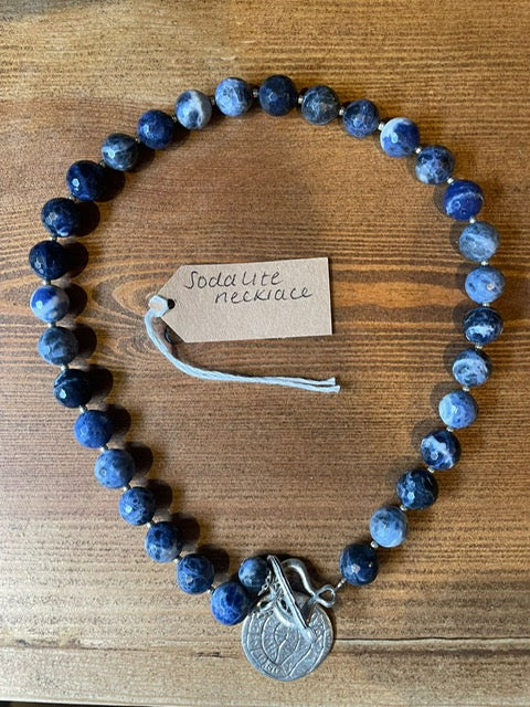 Blue Sodalite and silver necklace