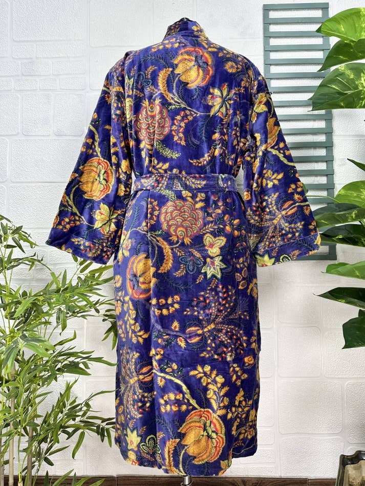 Midnight Blue Luxury Velvet Robe