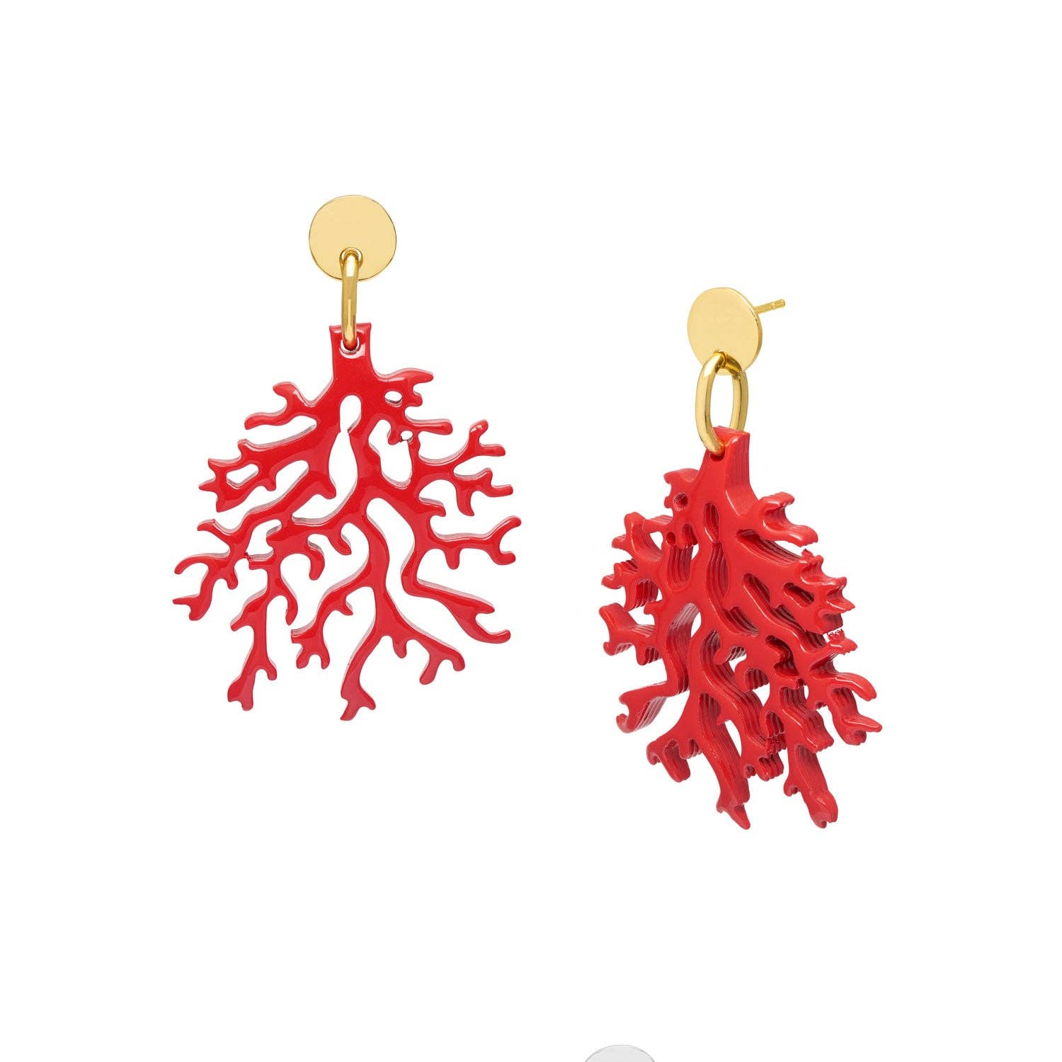 Pink coral shaped earring - Gold