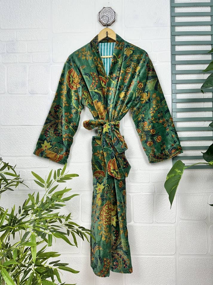 Emerald Green Luxury Velvet Robe