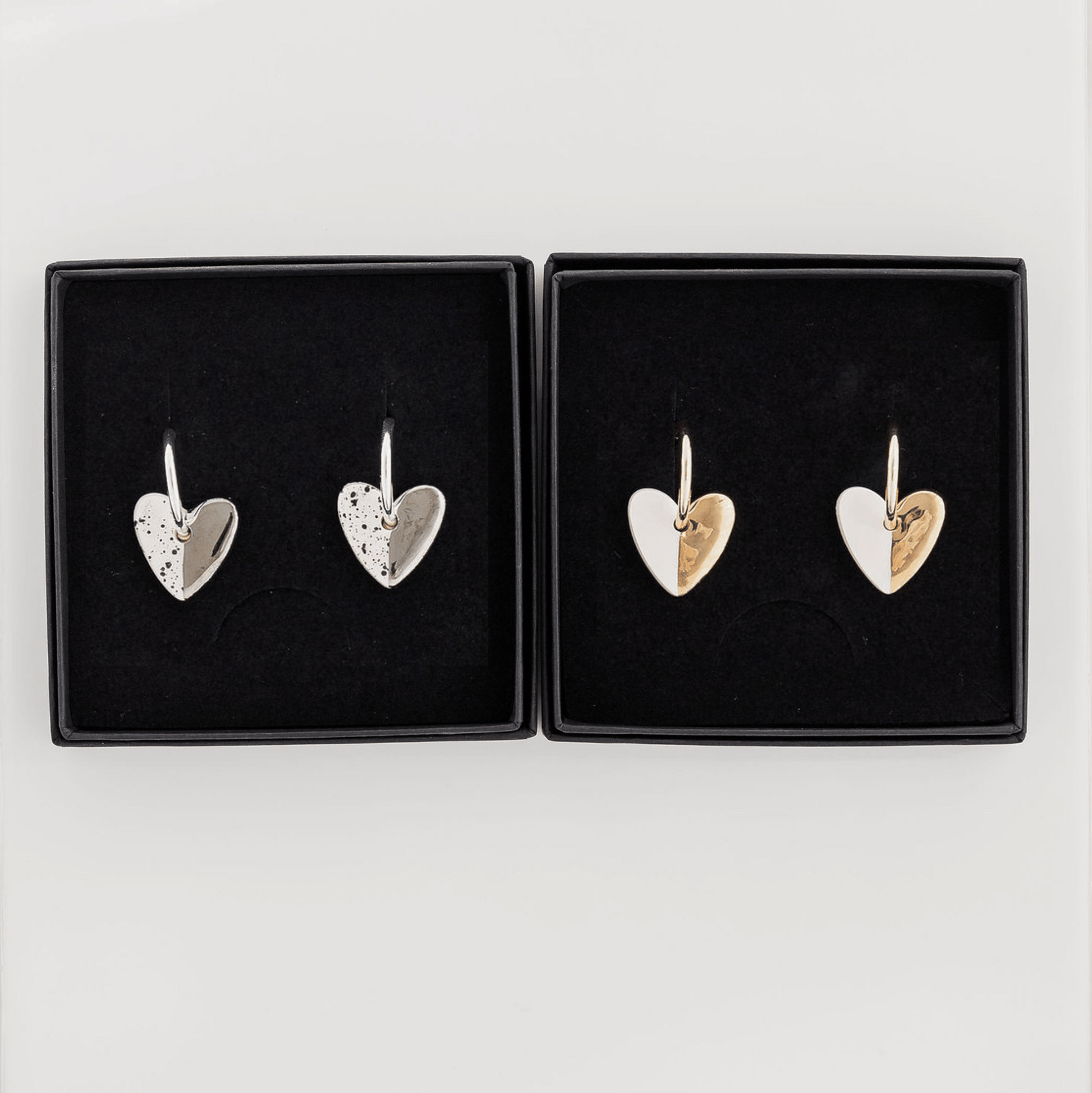 Spotty Heart Ceramic Charm With Huggie Hoops: Gold