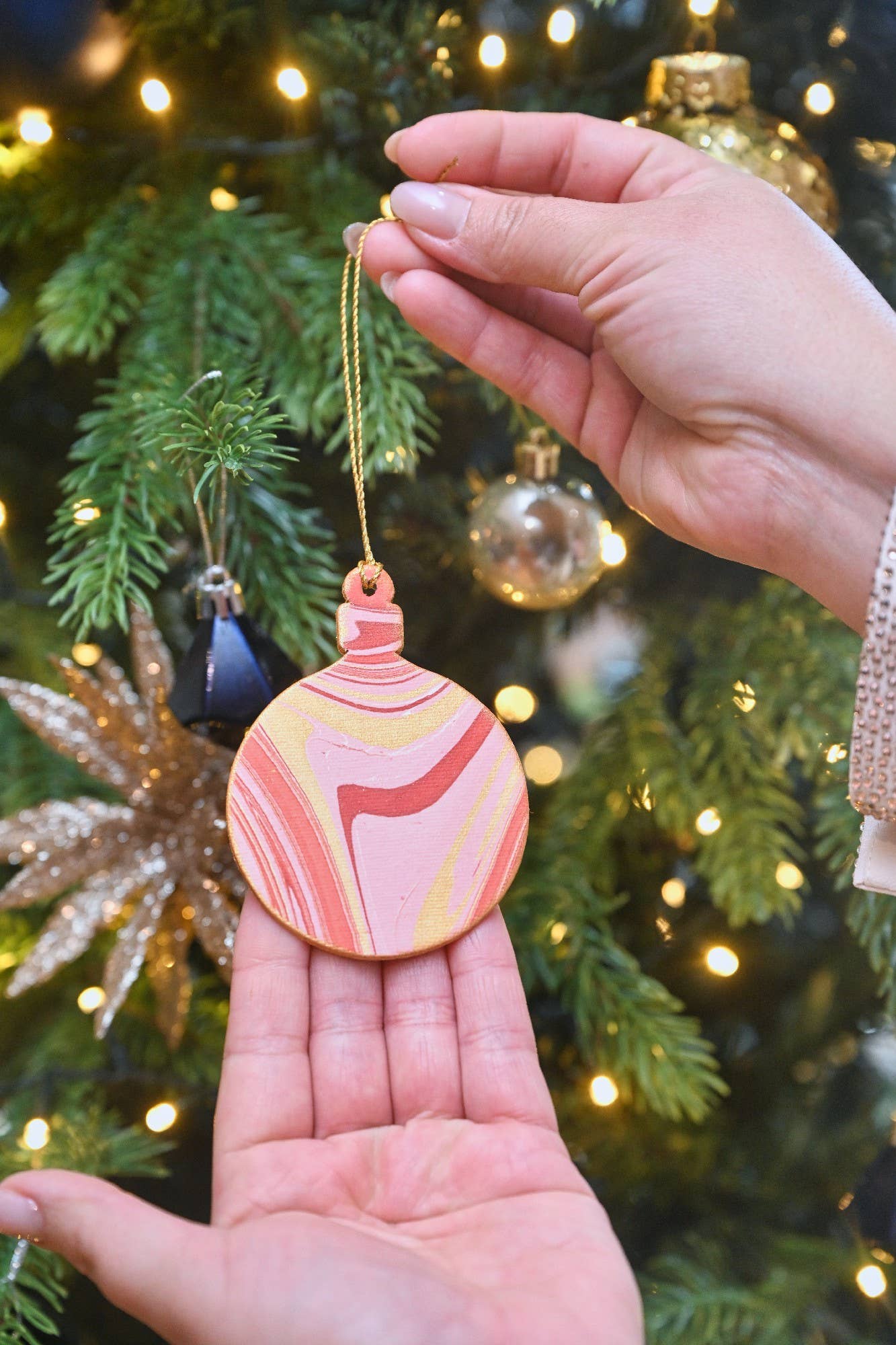 Bauble Joyful Red  -  Marble Ornament Greeting Card