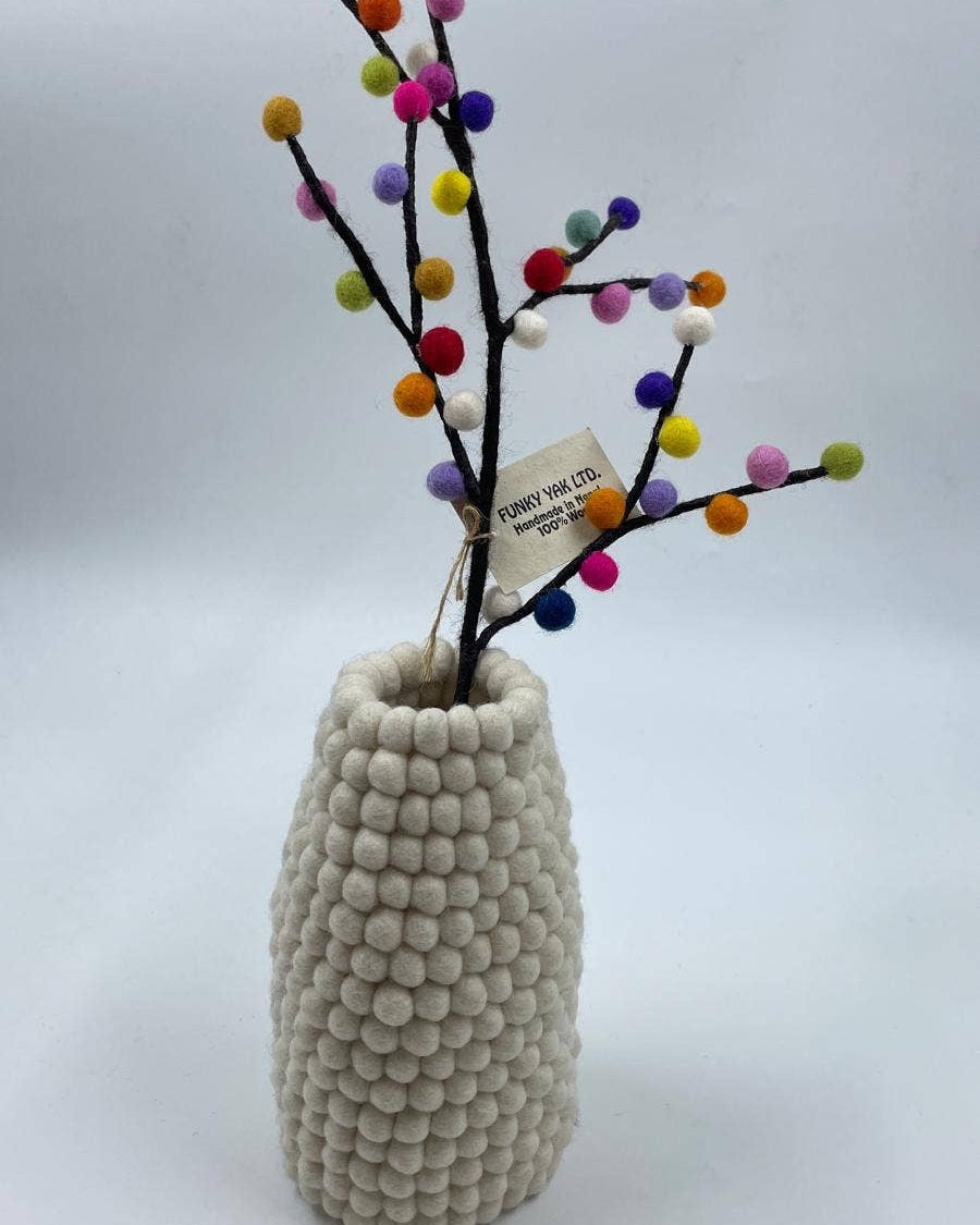 Handmade Multicolor  pom pom Japanese cherry Felted Flower