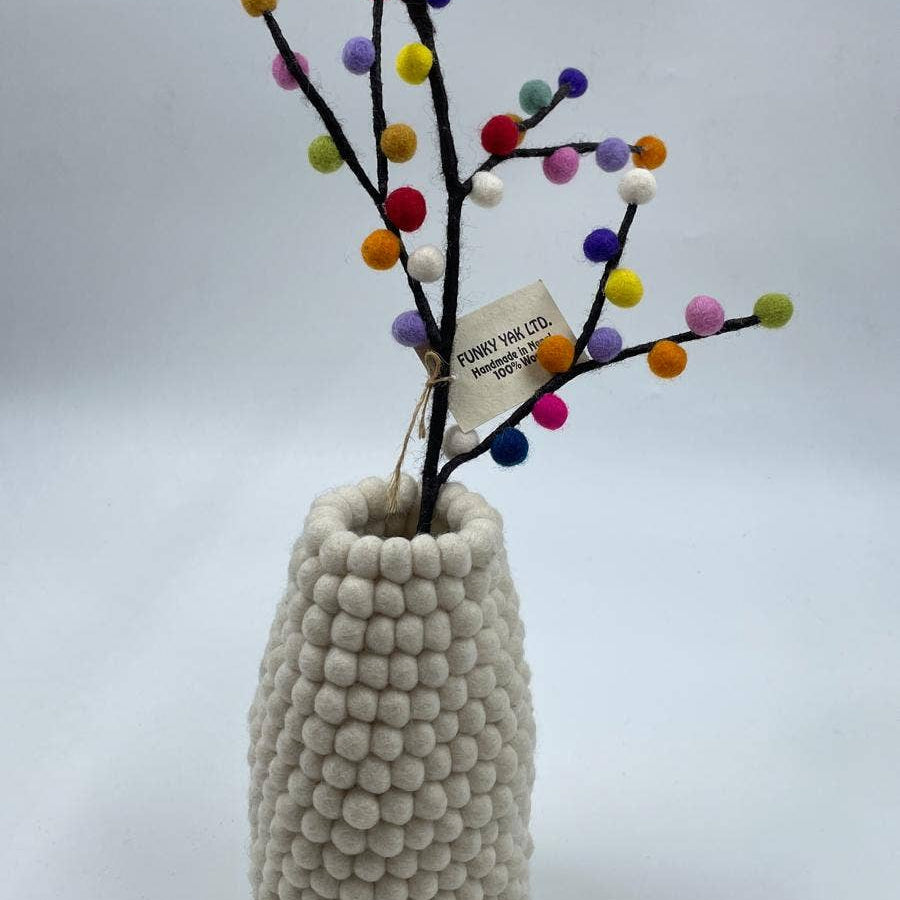 Handmade Multicolor  pom pom Japanese cherry Felted Flower