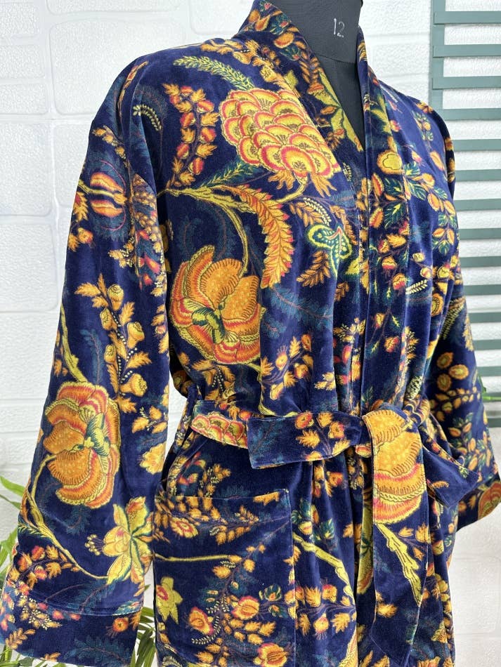 Deep Blue Luxury Velvet Robe