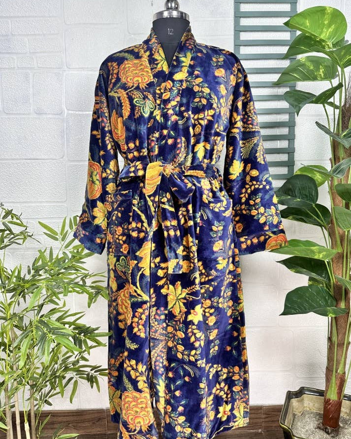 Deep Blue Luxury Velvet Robe