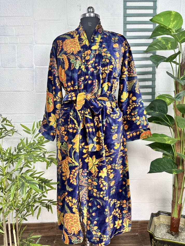 Deep Blue Luxury Velvet Robe