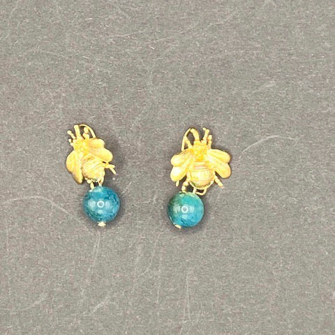 Teal Agate Bee earrings