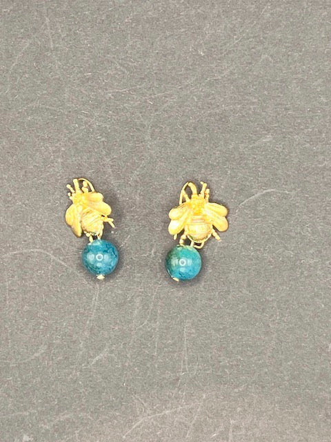 Teal Agate Bee earrings
