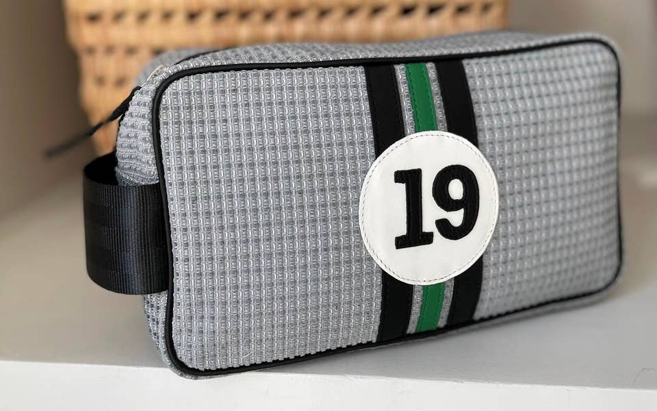 19 Men toiletry bag in upcycled canvas and leather man gift