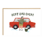 Illustration of a man washing a red car with 'Best Dad Ever!' text above.