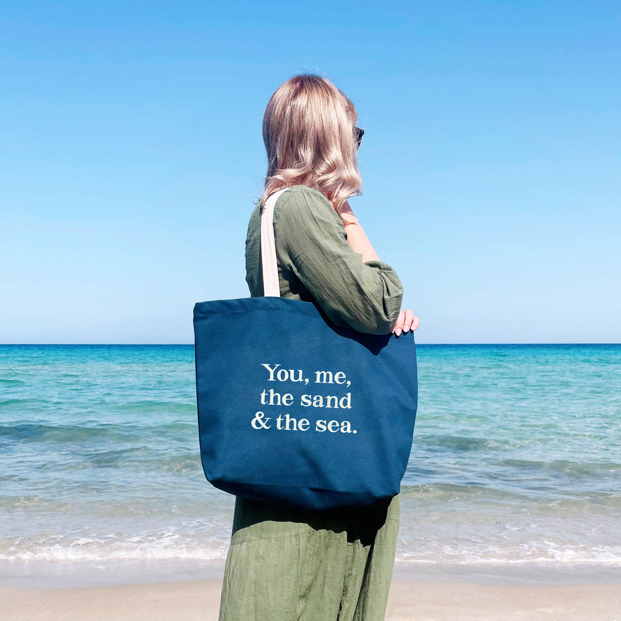 You, Me, the Sand & the Sea - Ocean Blue Canvas Tote Bag