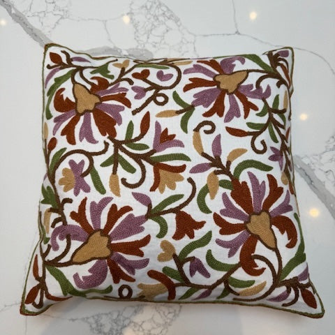 Floral Embroidered Cushion