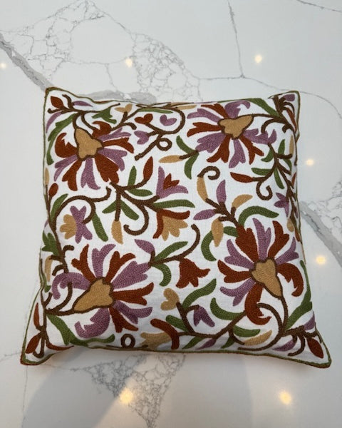 Floral Embroidered Cushion