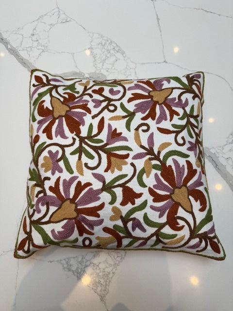 Floral Embroidered Cushion