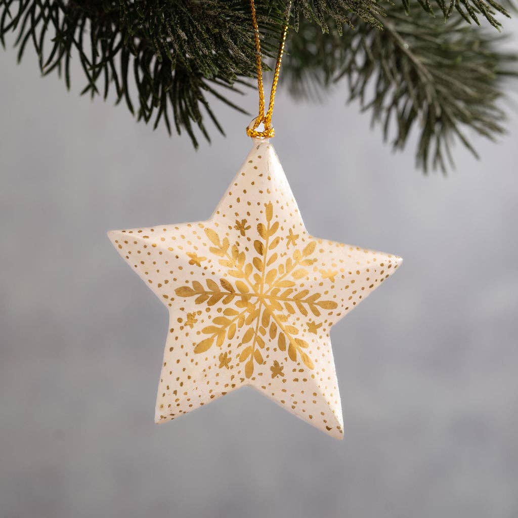 White Snowflake Mini Star Christmas Hanging Ornament