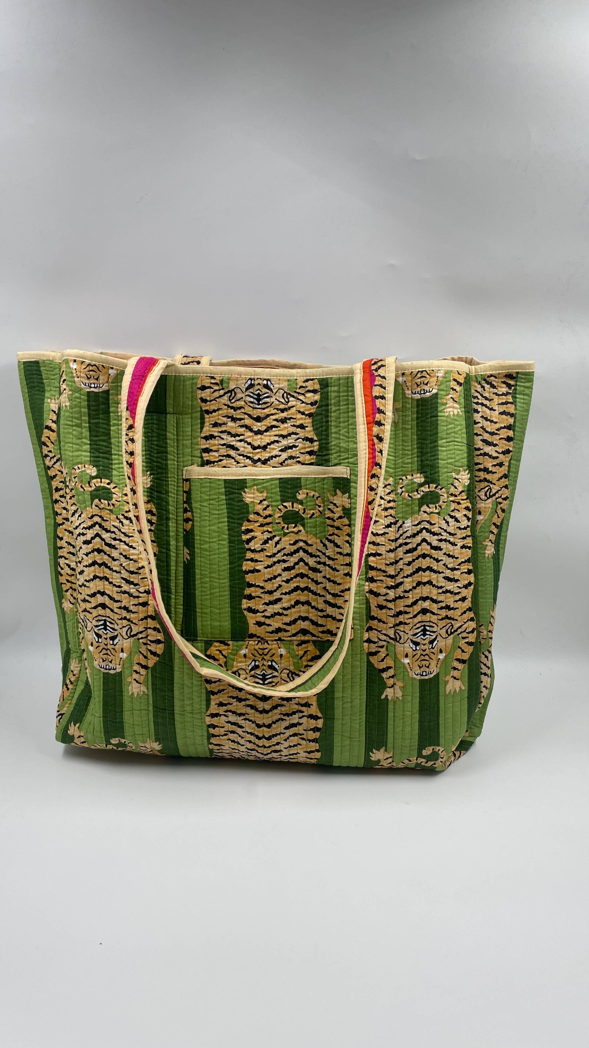 Cotton Quilted Tibetan Tiger Kantha DoubleReversibleToteBag