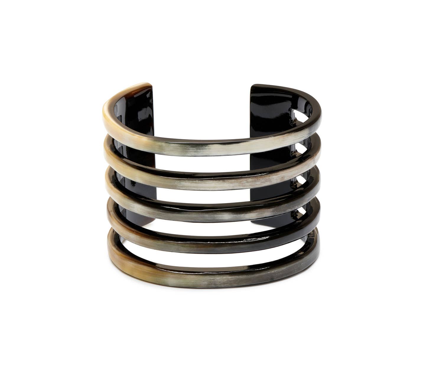 Black Natural Ribbed wide Horn jewelry Cuff bangle bracelet