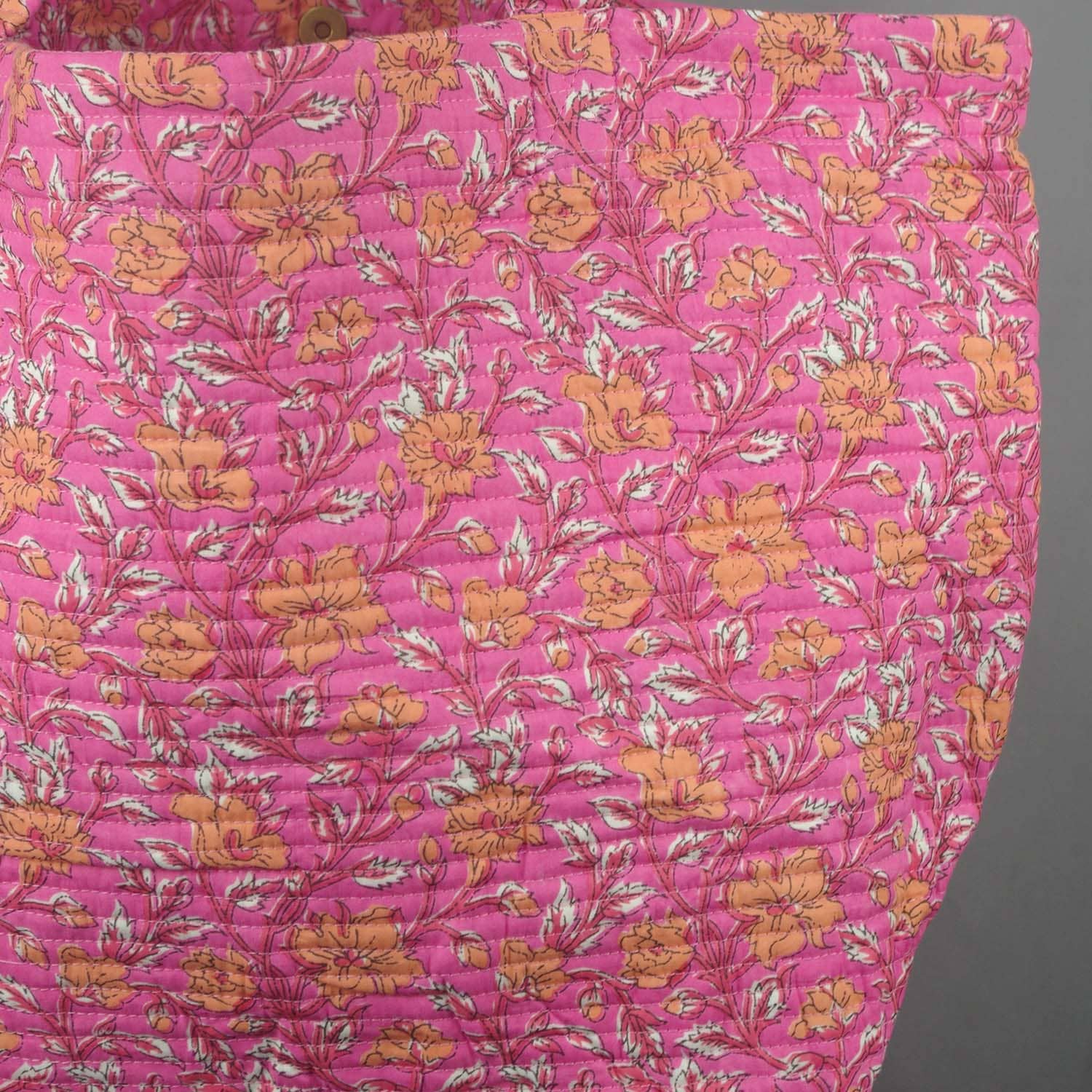 Cotton Quilted Large Shopping /Beach Bag- Pink Floral