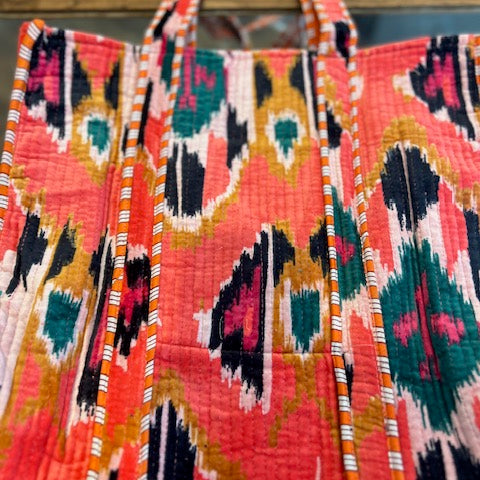 Gold Botanical Velvet Tote