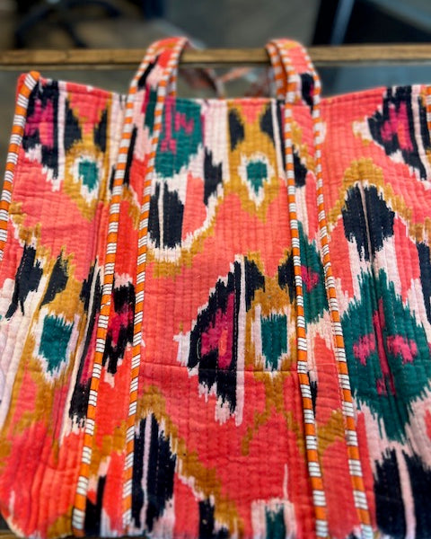 Gold Botanical Velvet Tote