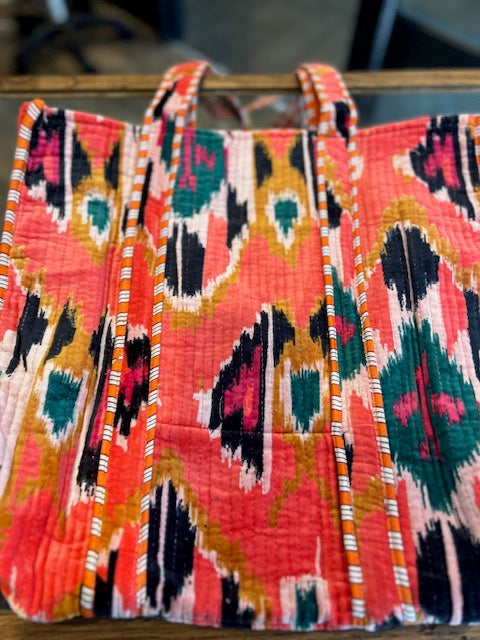 Gold Botanical Velvet Tote