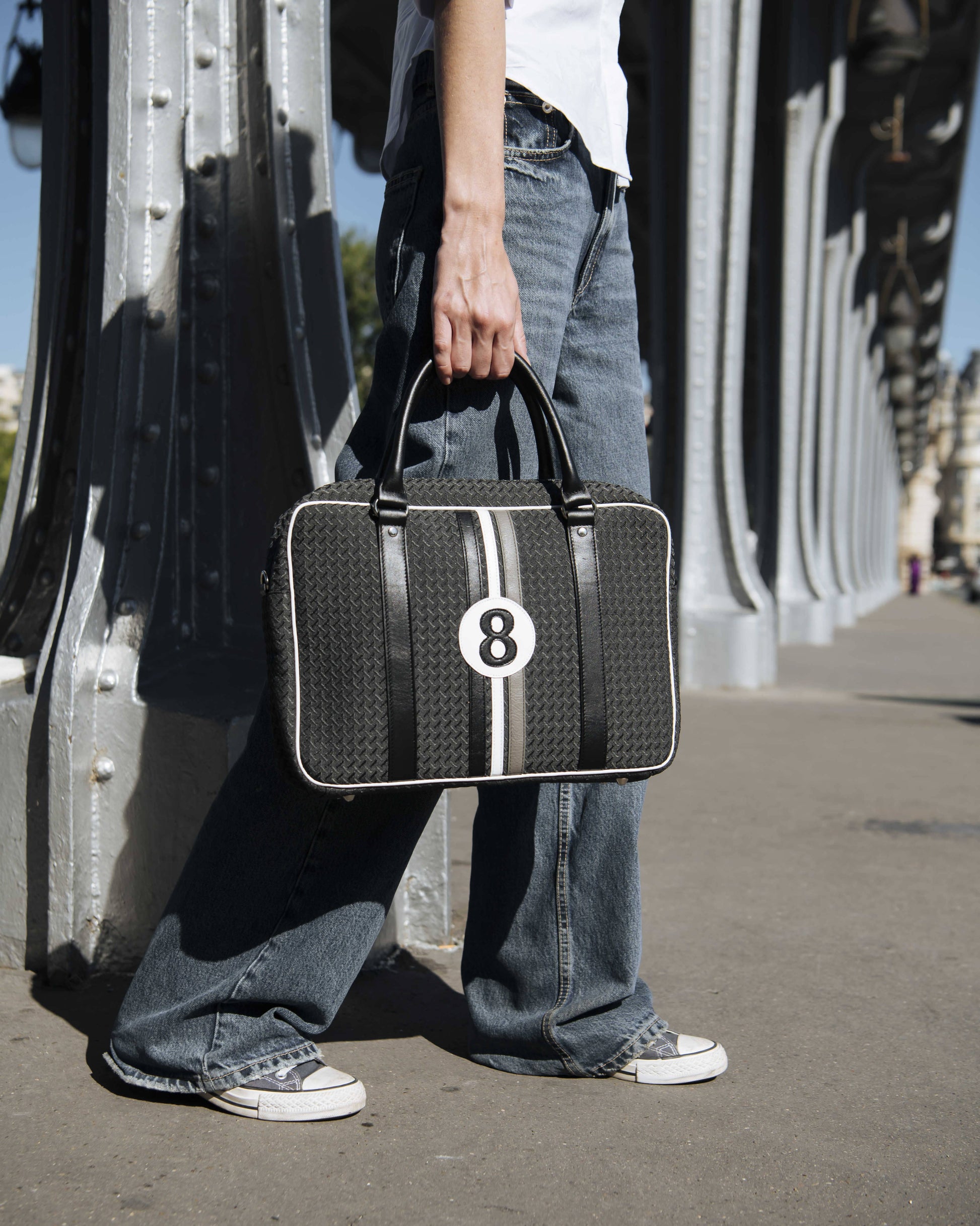 No 8 'Williams"   Grey Canvas & Leather Computer Bag