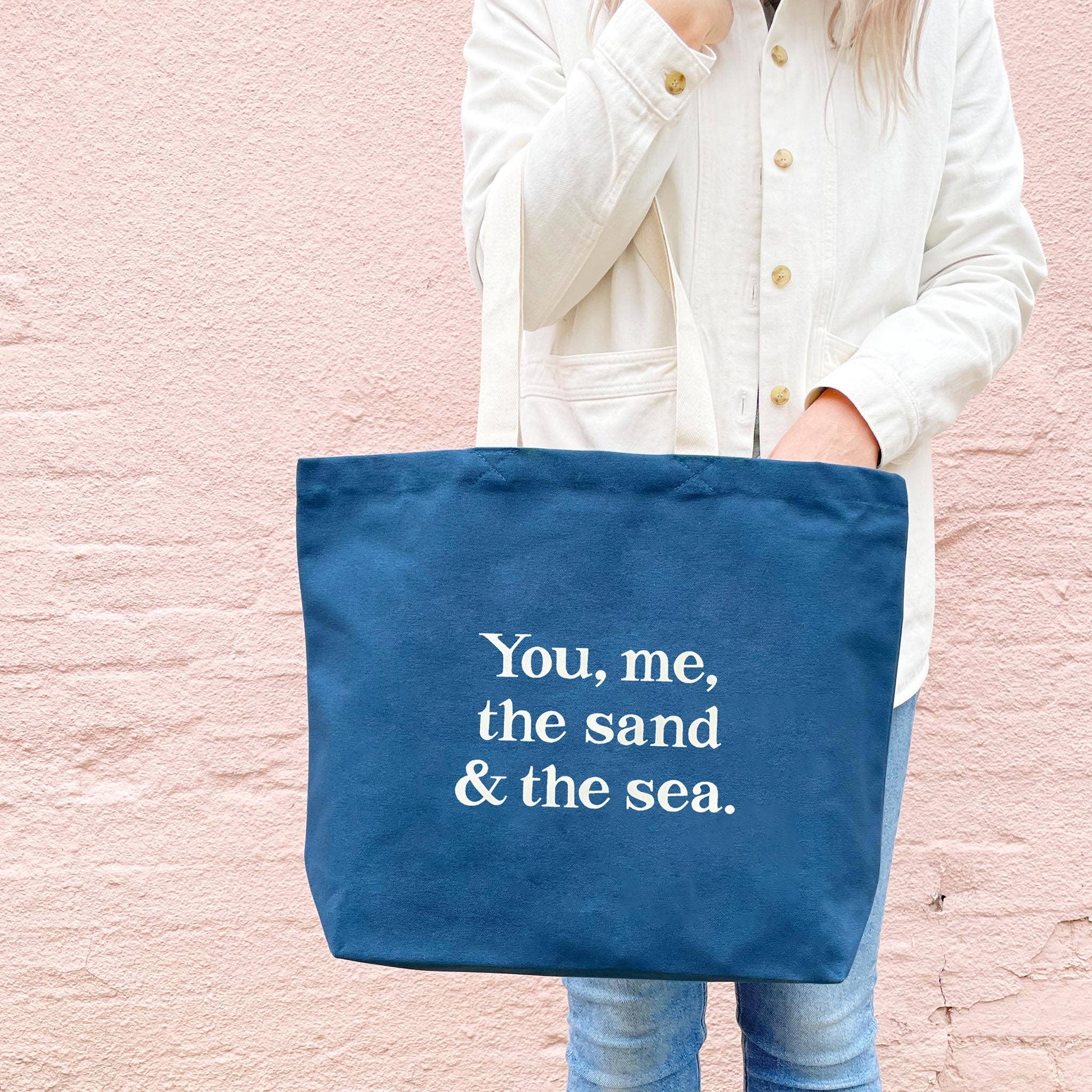 You, Me, the Sand & the Sea - Ocean Blue Canvas Tote Bag