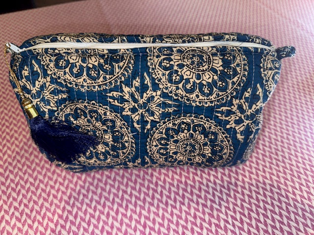 Blue & Taupe set of three wash bags