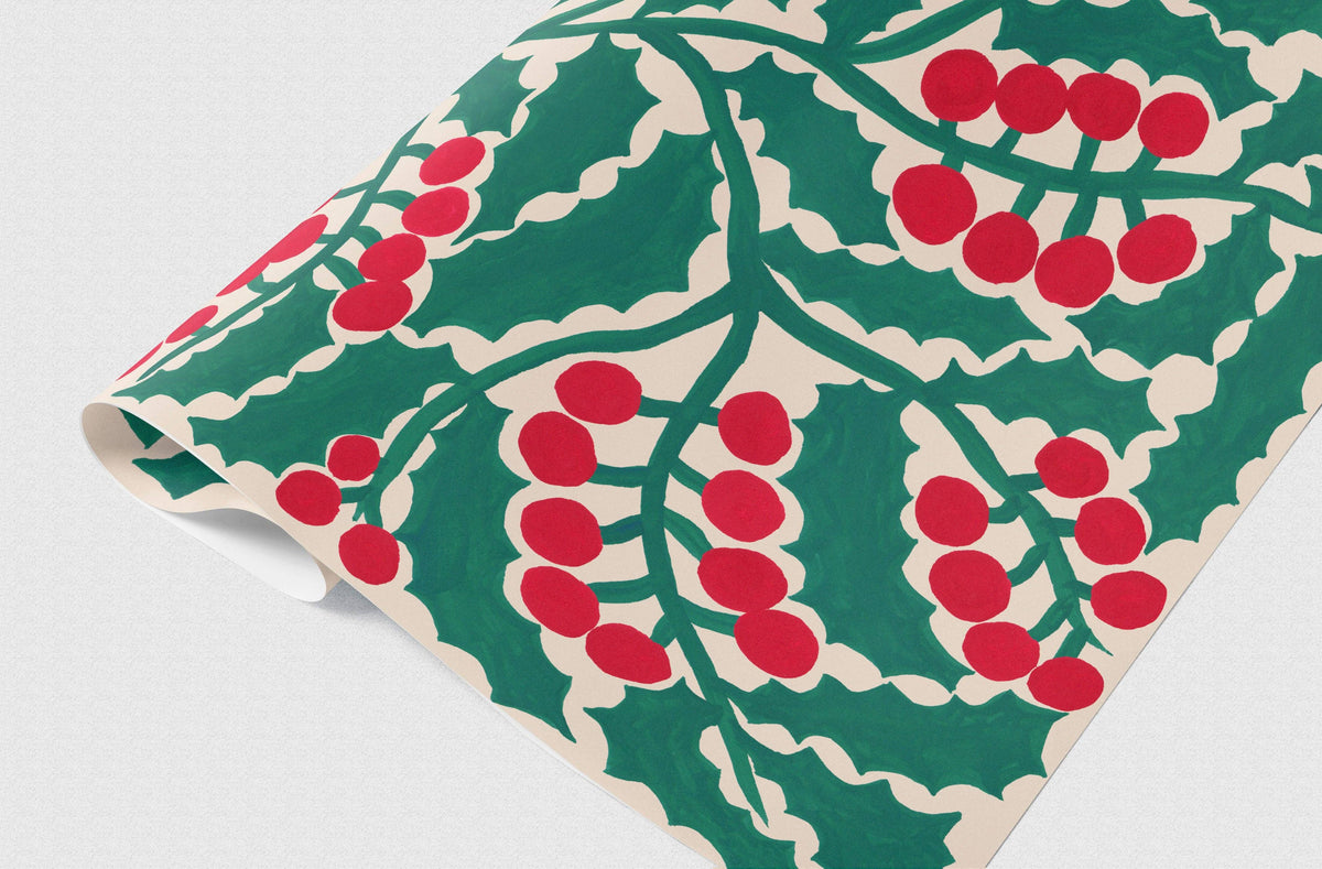 Holly Gift Wrap – Goldfinch Woodbridge
