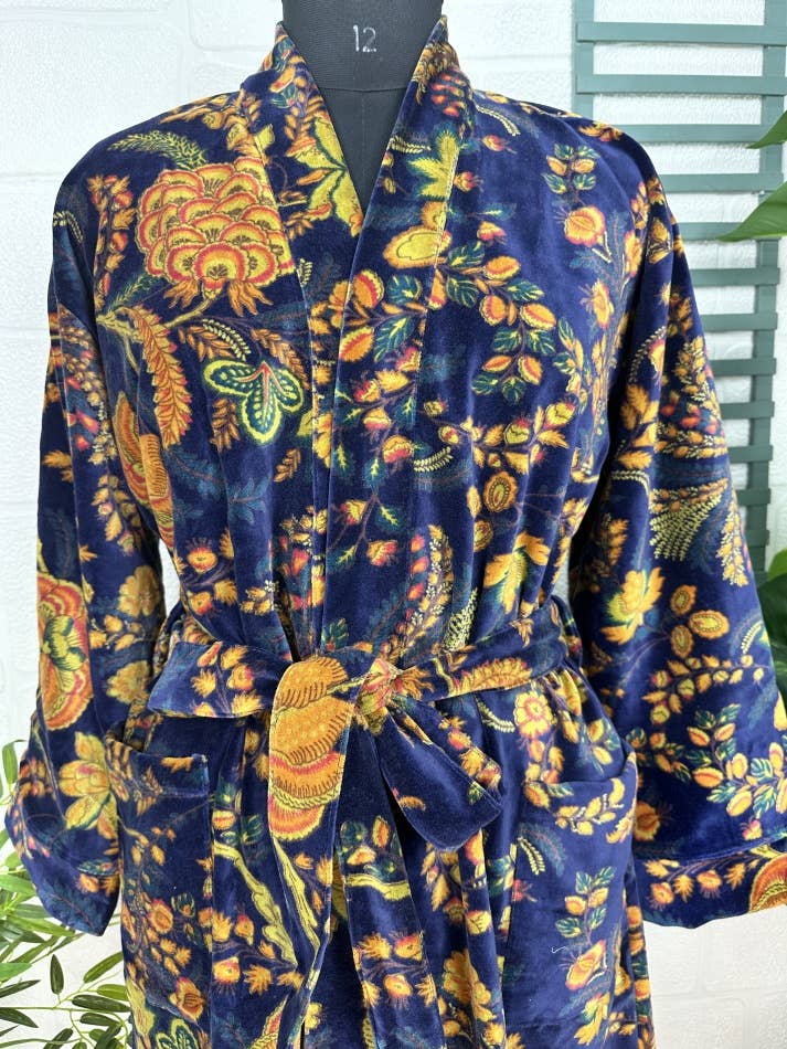 Deep Blue Luxury Velvet Robe
