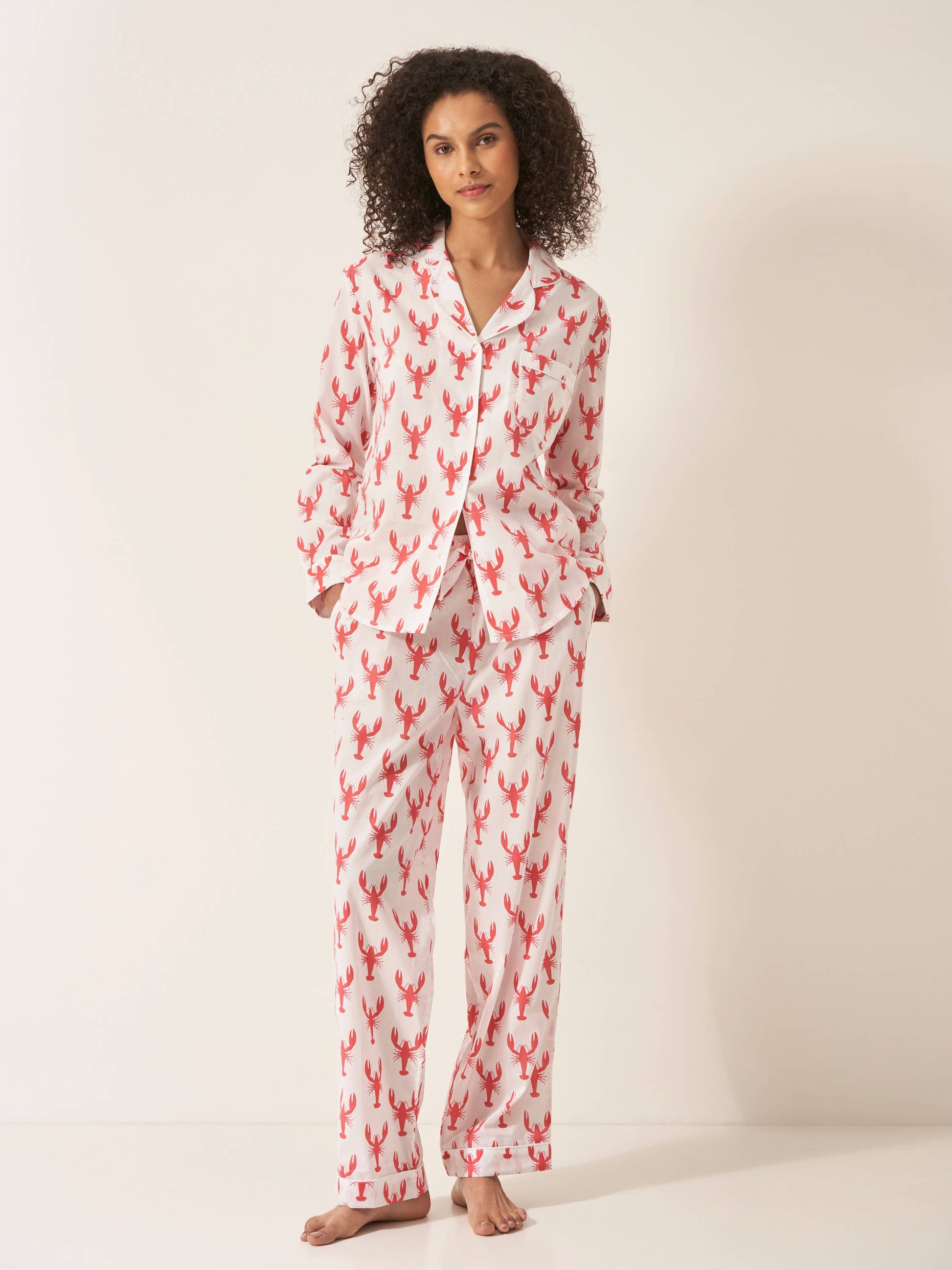 Women's XS Organic Cotton Pyjama Trouser Set - Red Lobster