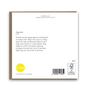 Back of a greeting card with text and branding on a white background