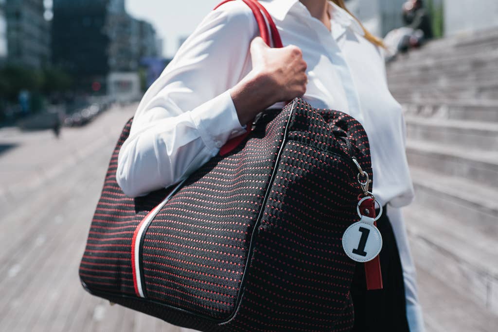 Woman's Giovana black and red fabric cabin bag