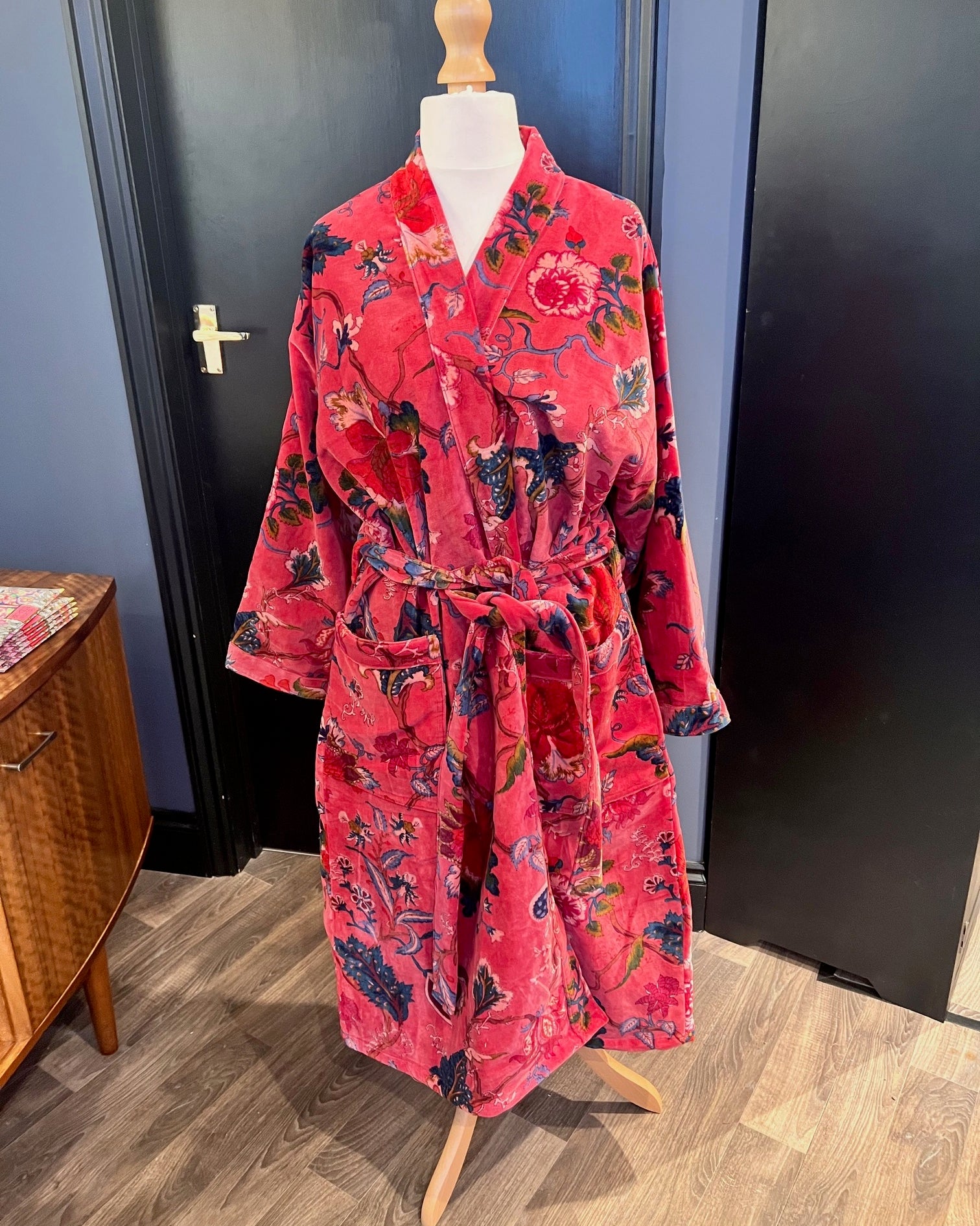 Rose Pink Botanical Velvet Robe