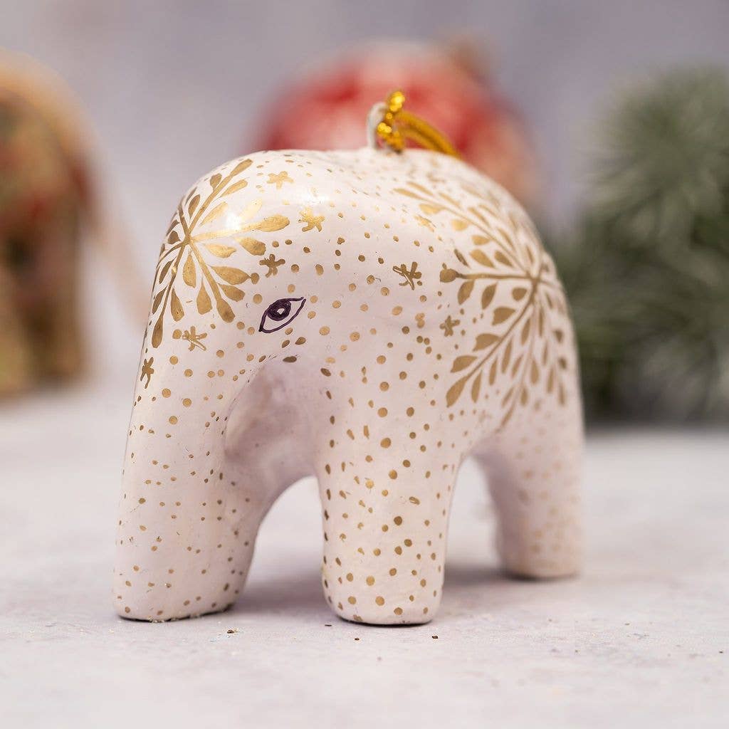 White Snowflake Hanging Elephant