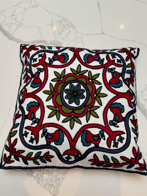 Botanical & Birds Embroidered Cushion