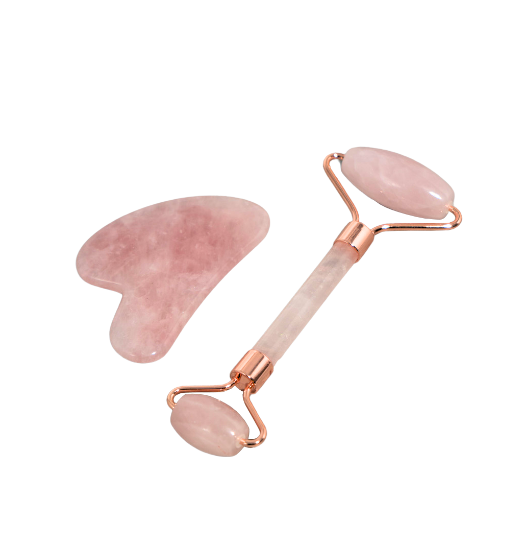 Rose Quartz Facial Roller & Gua Sha Set