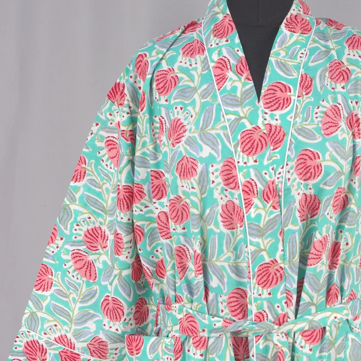 Cotton Kimono - Green Dandelions