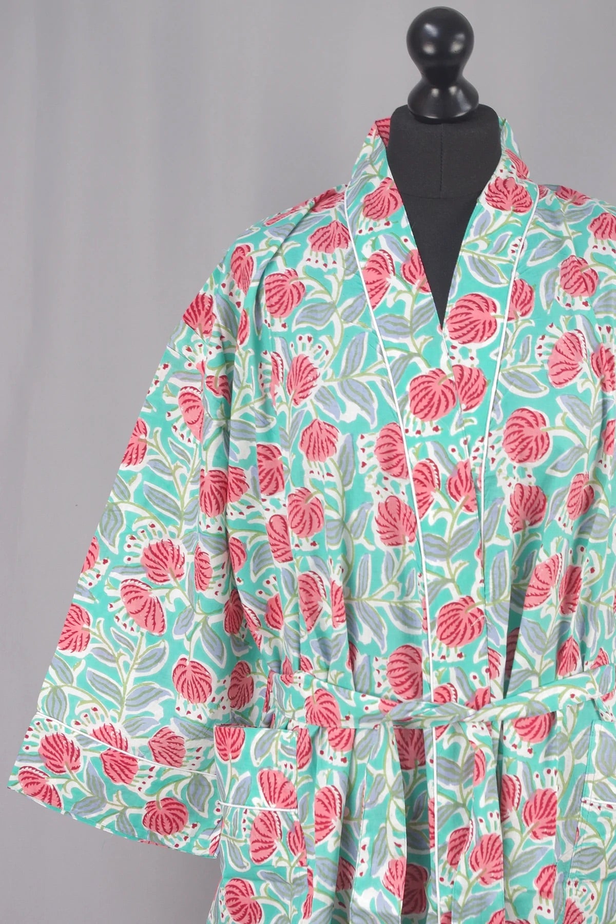 Cotton Kimono - Green Dandelions