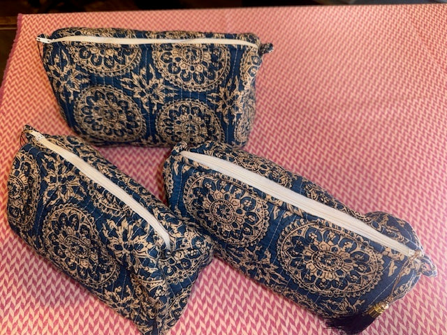 Yellow Chrysanthemum on Pink set of three wash bags