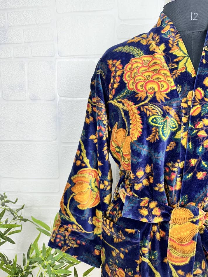 Deep Blue Luxury Velvet Robe