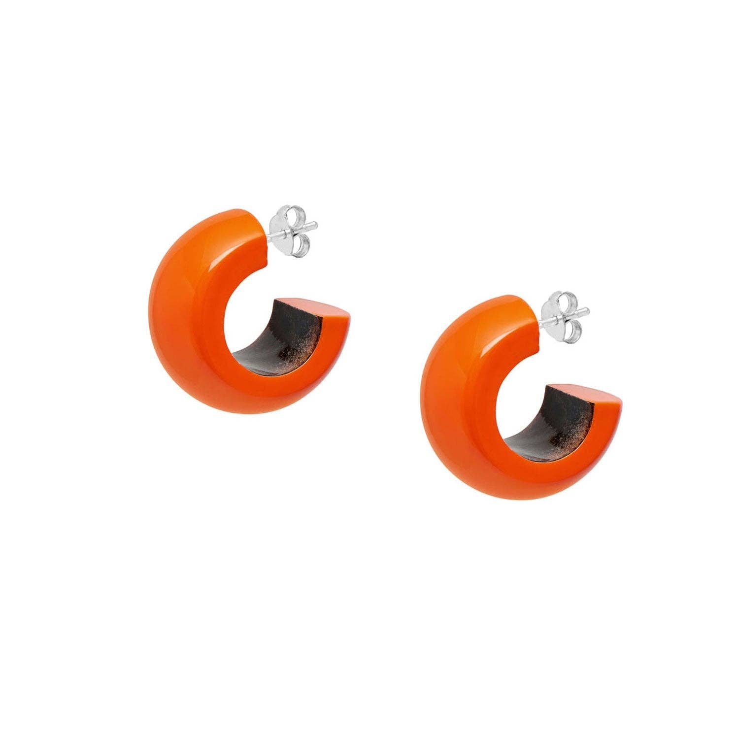 Small Orange rounded hoop earrings