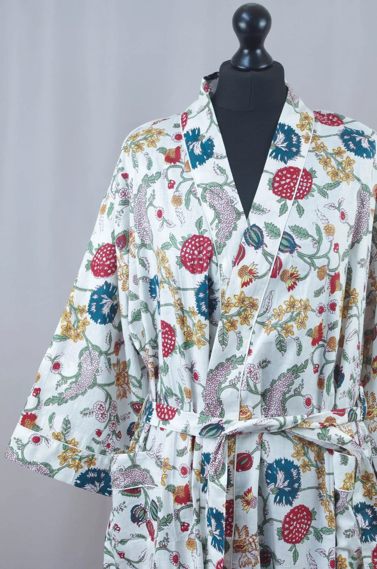 Cotton Kimono - White Wild Flowers