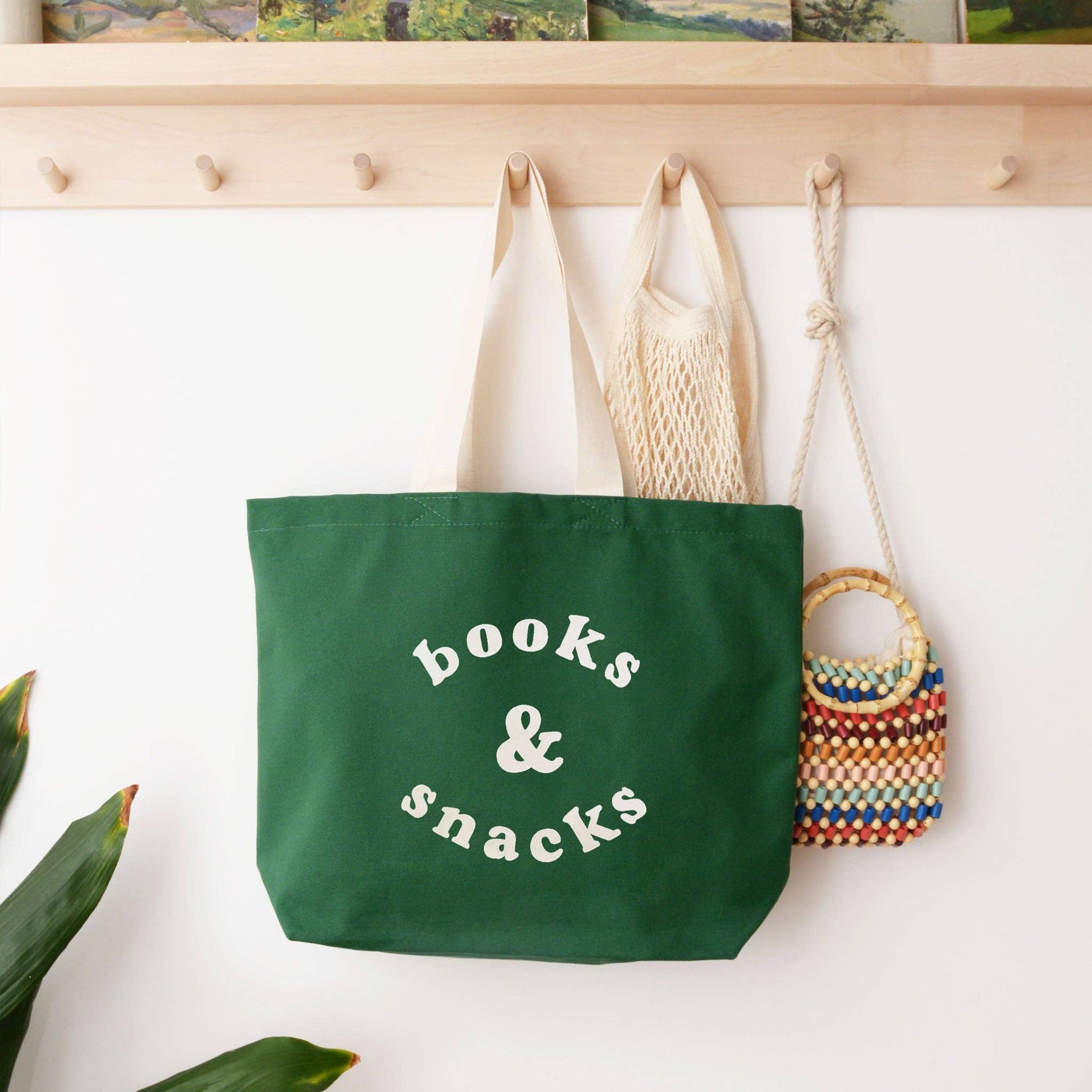 Books & Snacks - Forest Green Canvas Tote Bag